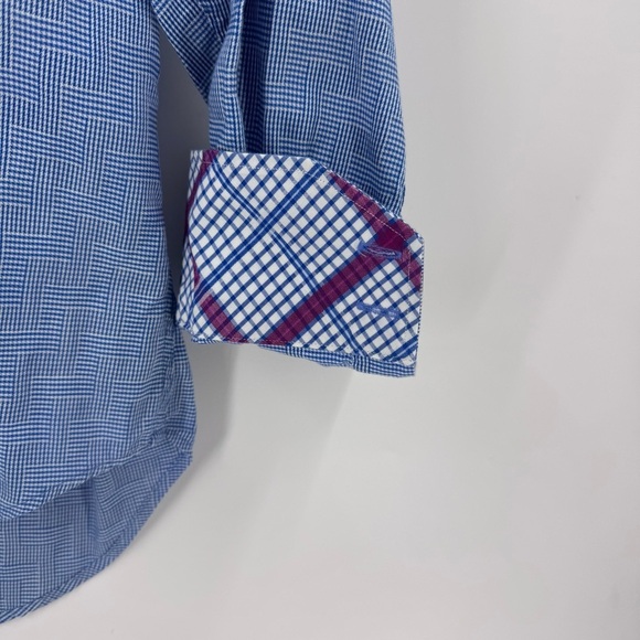 Thomas Dean Blue and Pink Casual Button Down Shirt - Picture 3 of 7